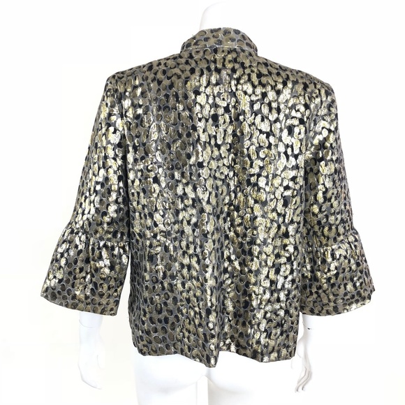 Chicos Metallic Leopard Print Open Front Jacket - Picture 5 of 6